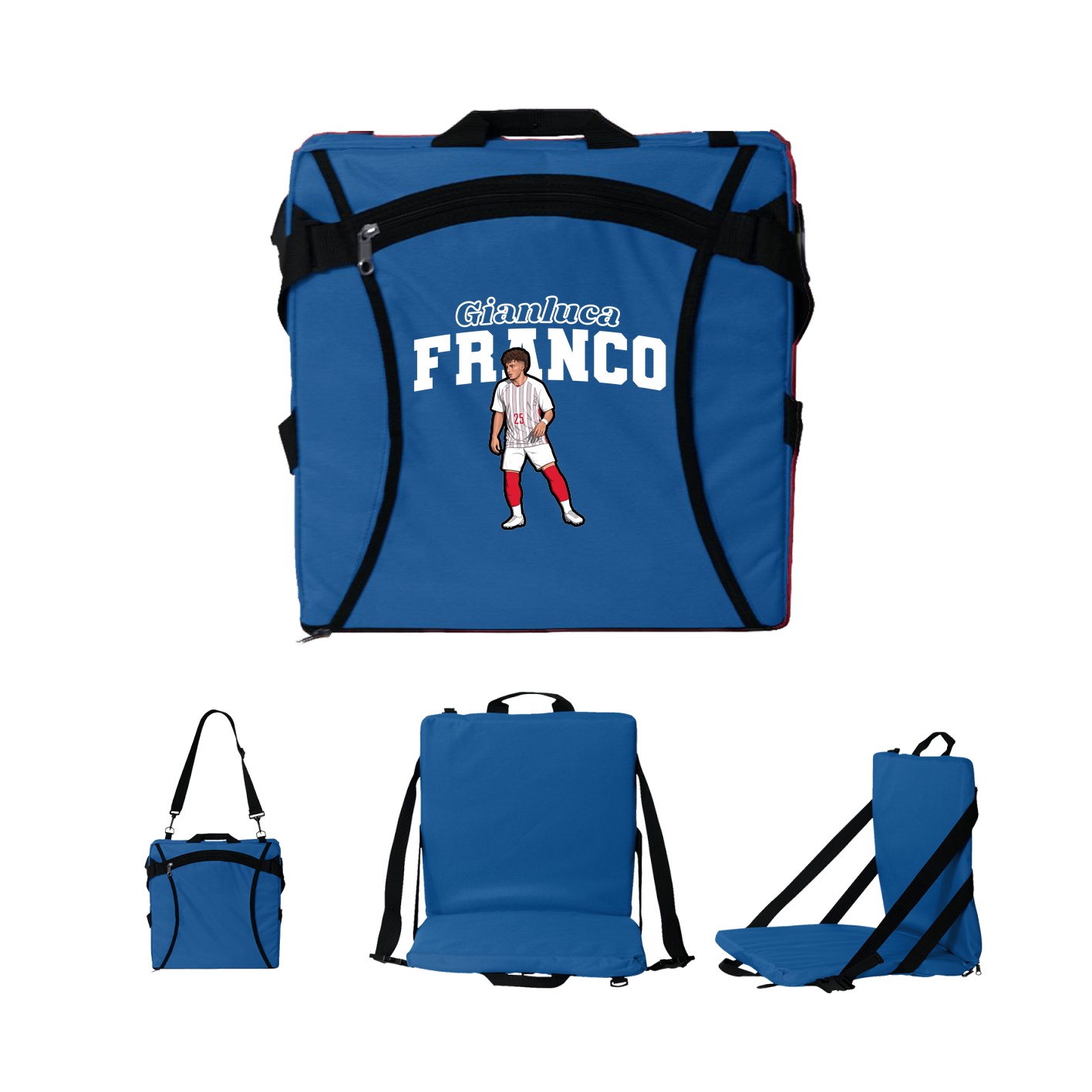 Folding Stadium Seat — Name Arch in Royal