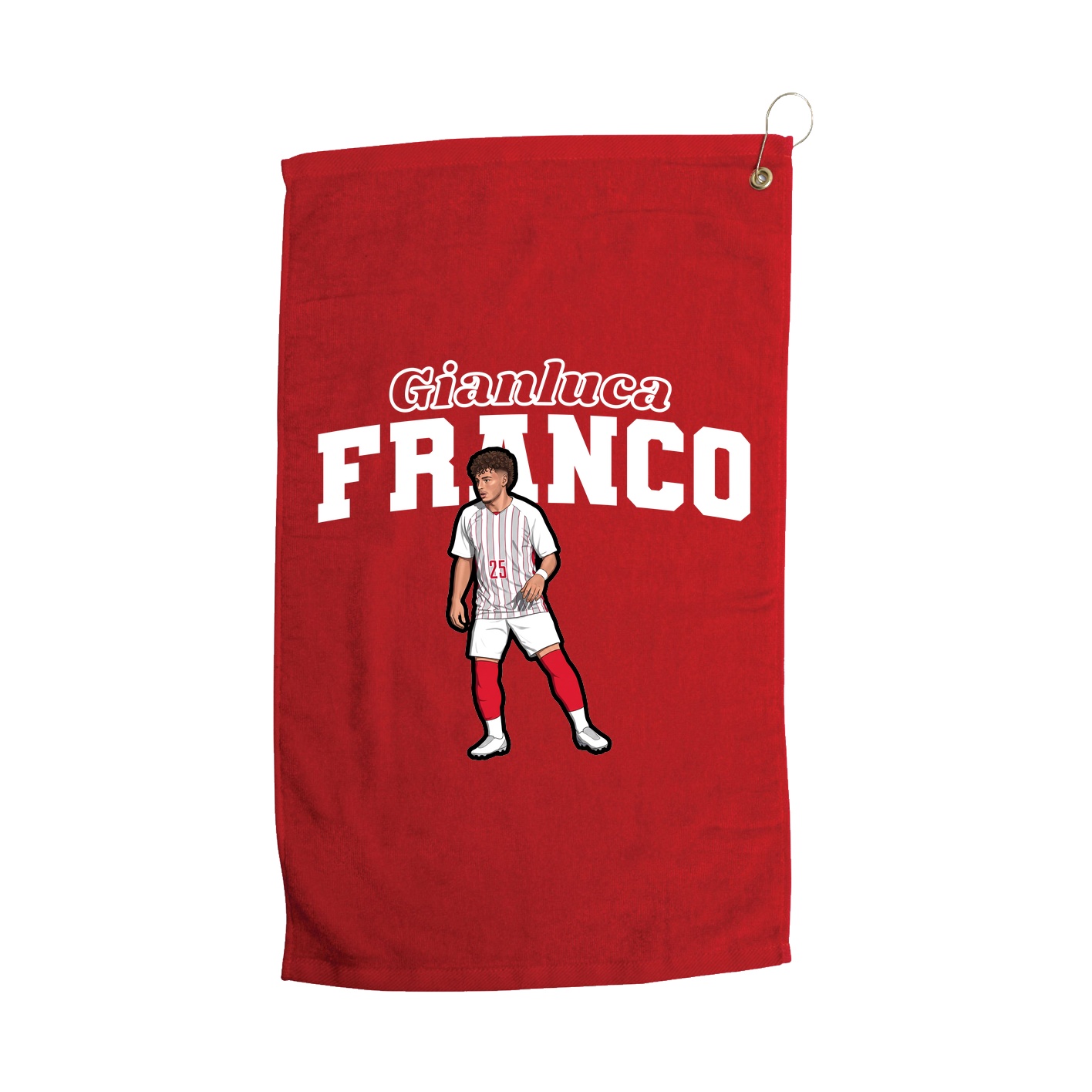 Golf Towel — Name Arch in Red