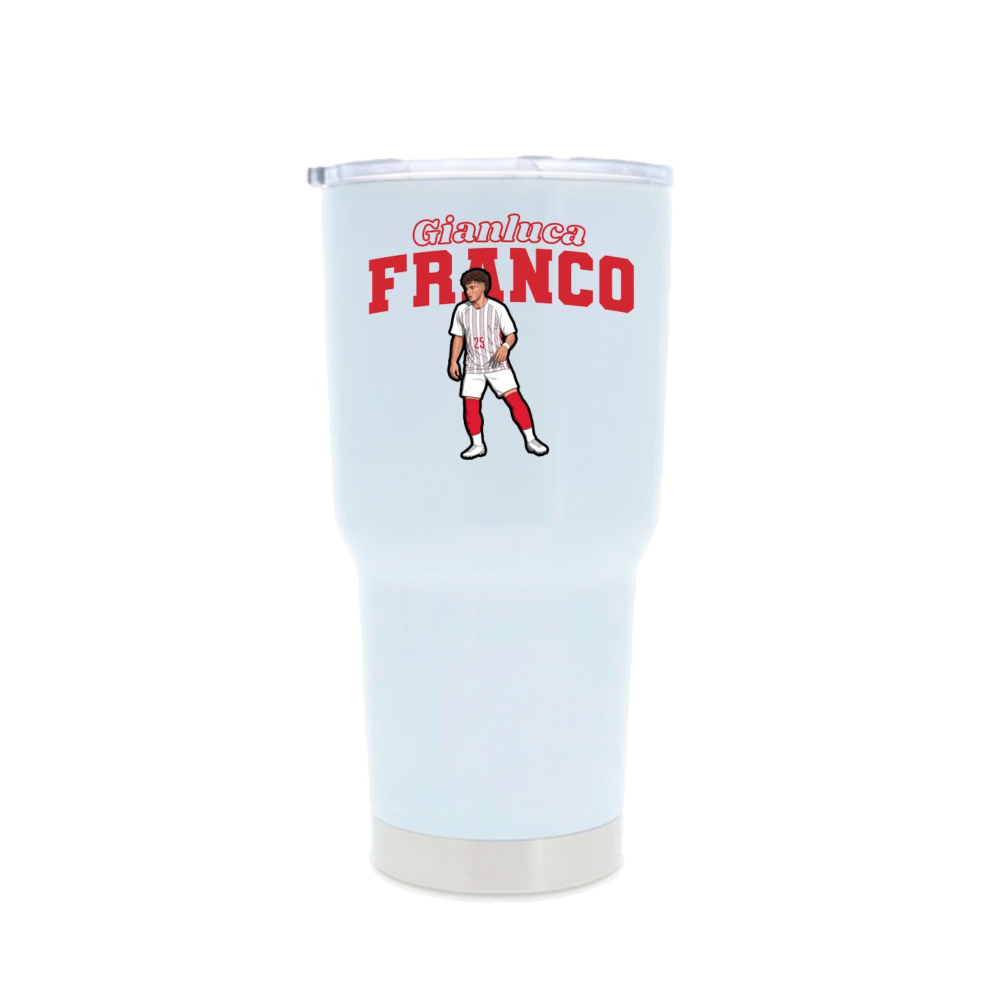 30oz Stainless Steel Tumbler — Name Arch in White