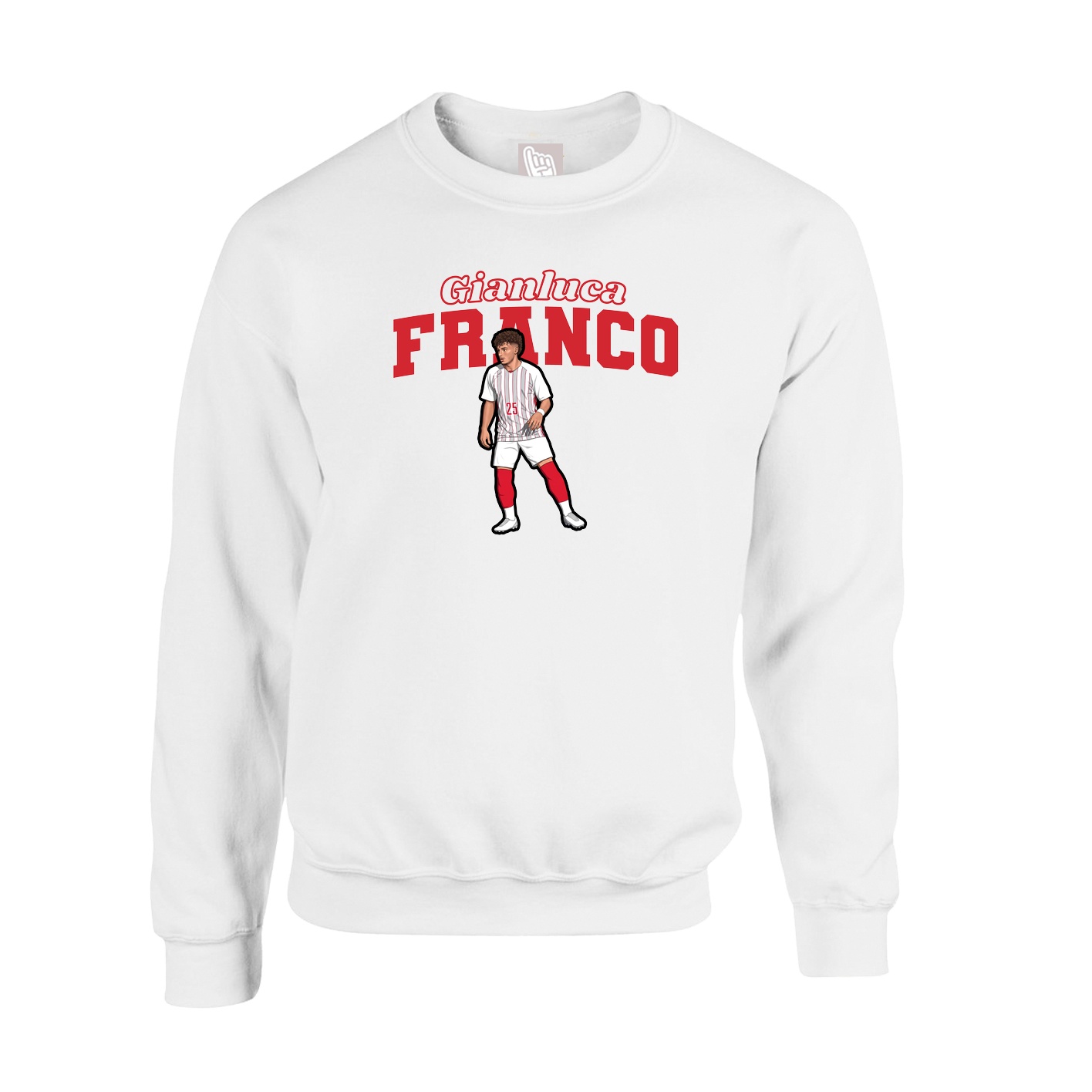 Fleece Crew — Name Arch in White