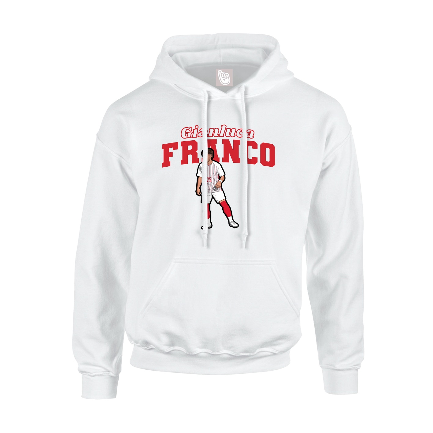 Youth Hoodie — Name Arch in White