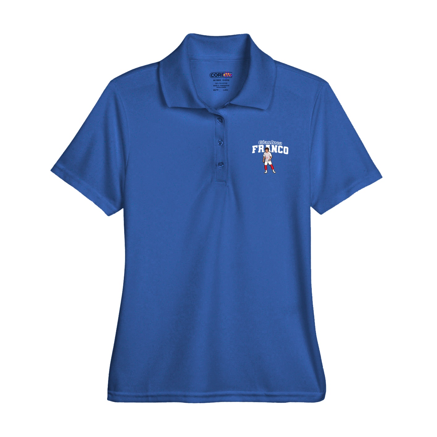 Womens Performance Polo — Name Arch in Royal