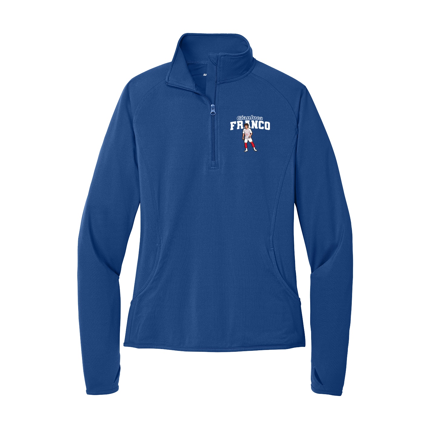 Women's Q-Zip Pullover — Name Arch in Royal