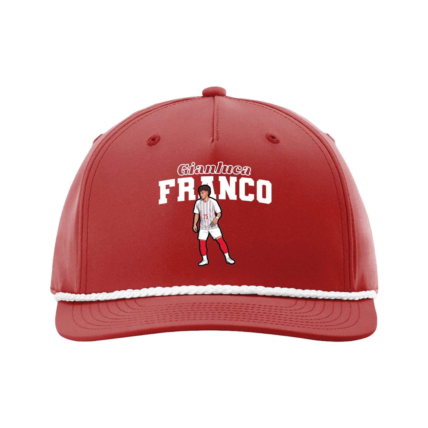 Five-Panel Classic Rope Cap — Name Arch in Red