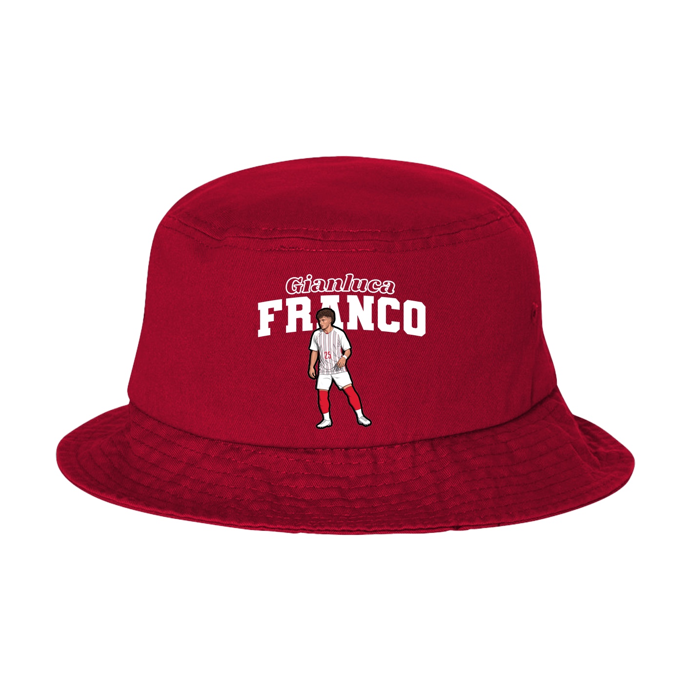 Bucket Cap — Name Arch in Red