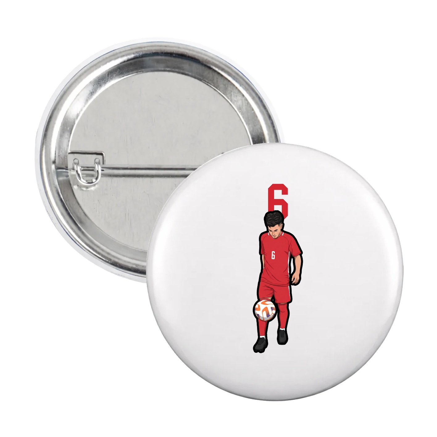 Game Day Button — Number Top in White