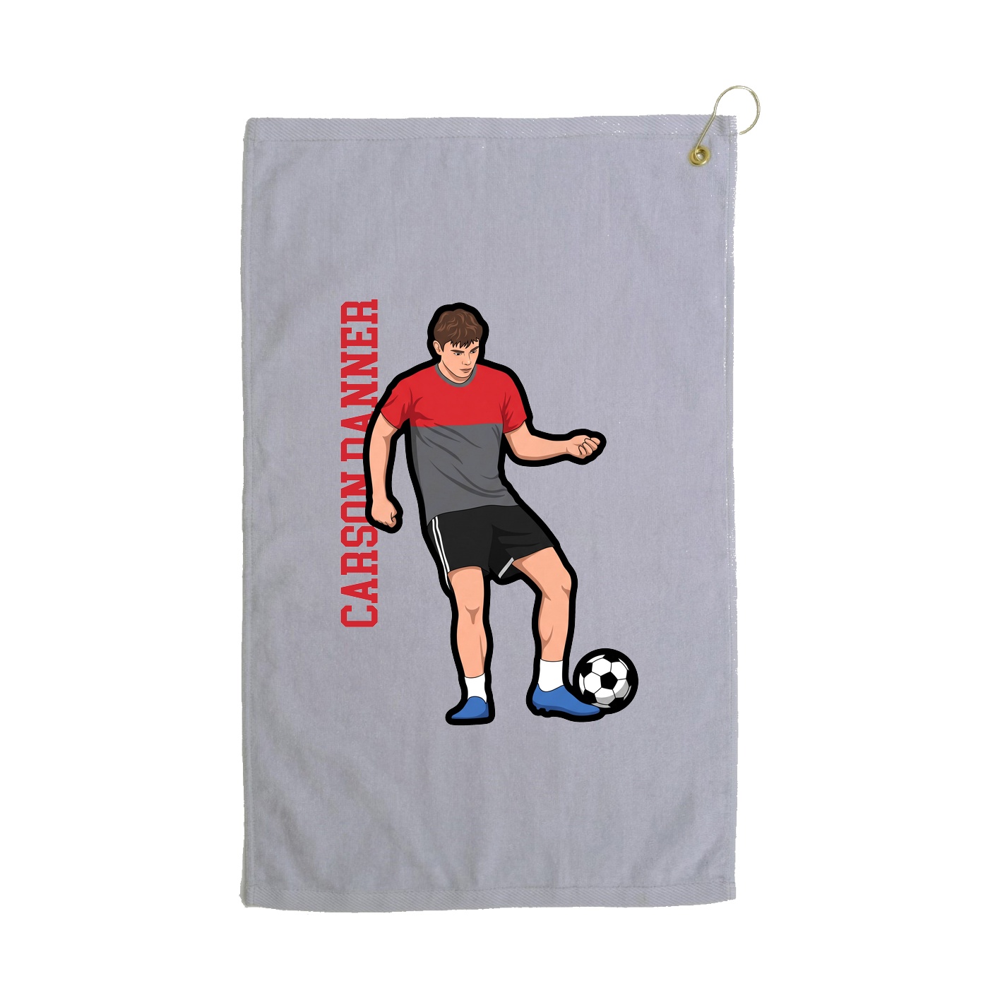 Golf Towel — Name Vertical in Grey