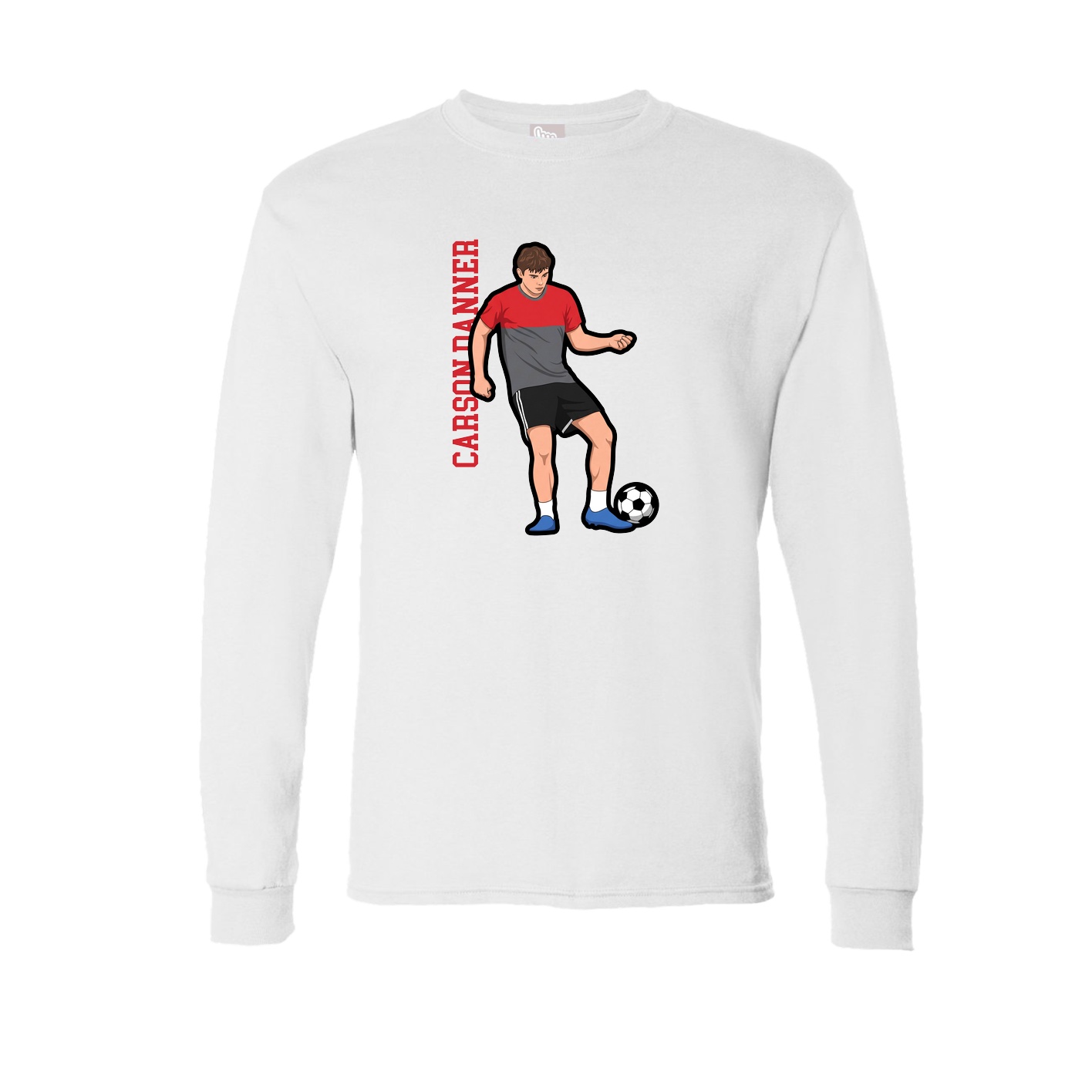 Long Sleeve Tee — Name Vertical in White