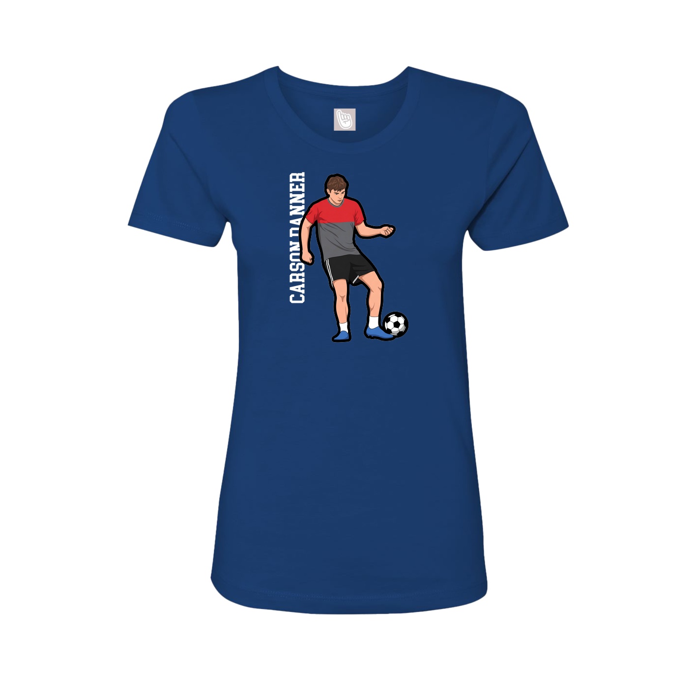 Fitted Women's Tee — Name Vertical in Royal