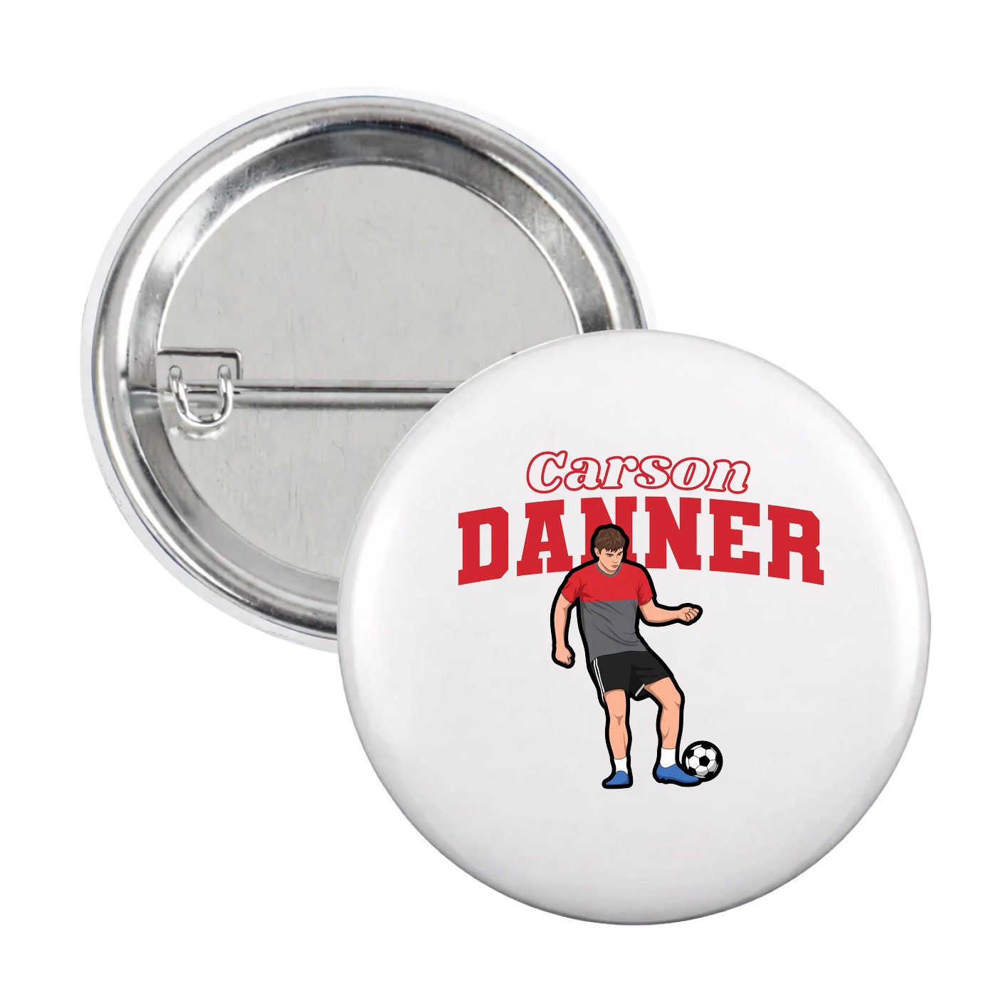 Game Day Button — Name Arch in White