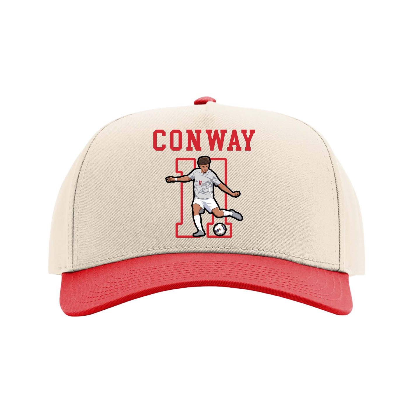 Full Fabric Five-Panel Champ Cap — Shirsey in Cream/Red