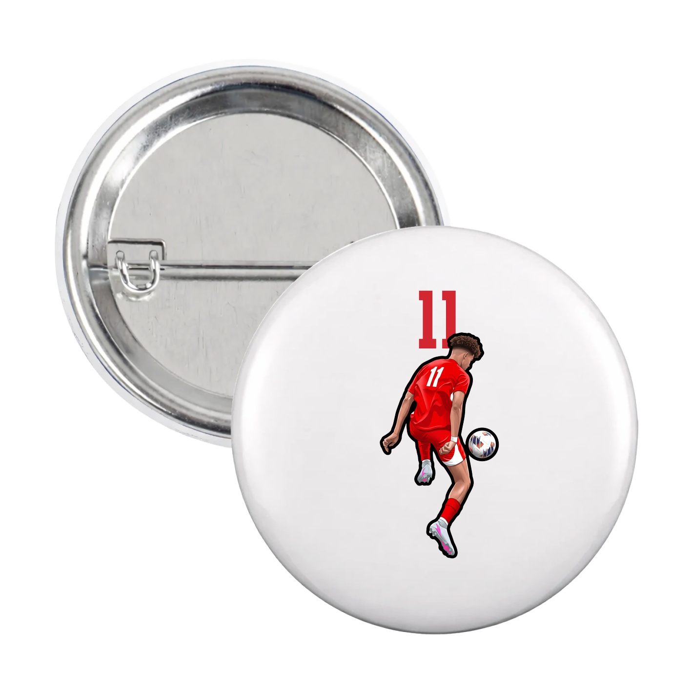 Game Day Button — Number Top in White