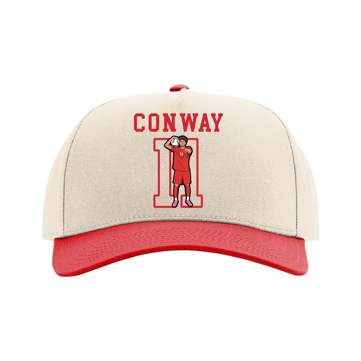 Full Fabric Five-Panel Champ Cap — Shirsey in Cream/Red