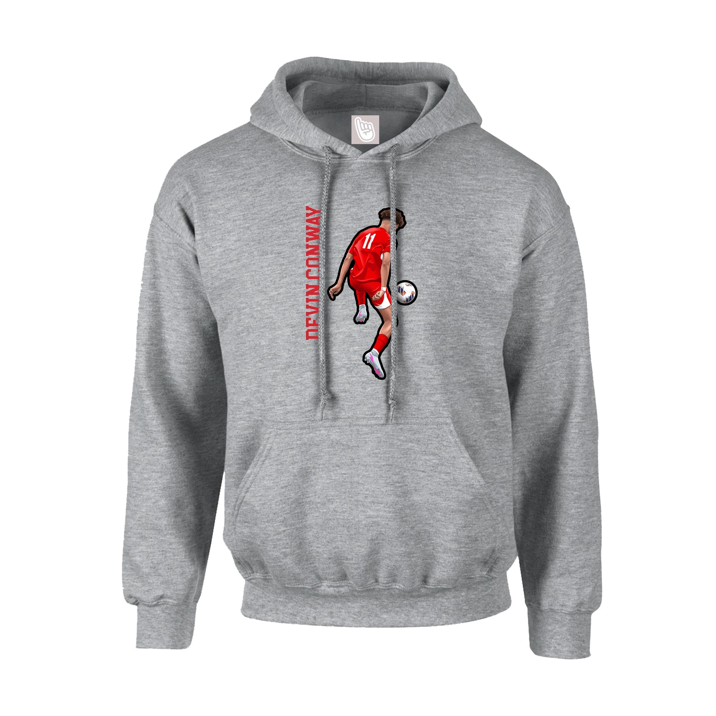 Hoodie — Name Vertical in Grey