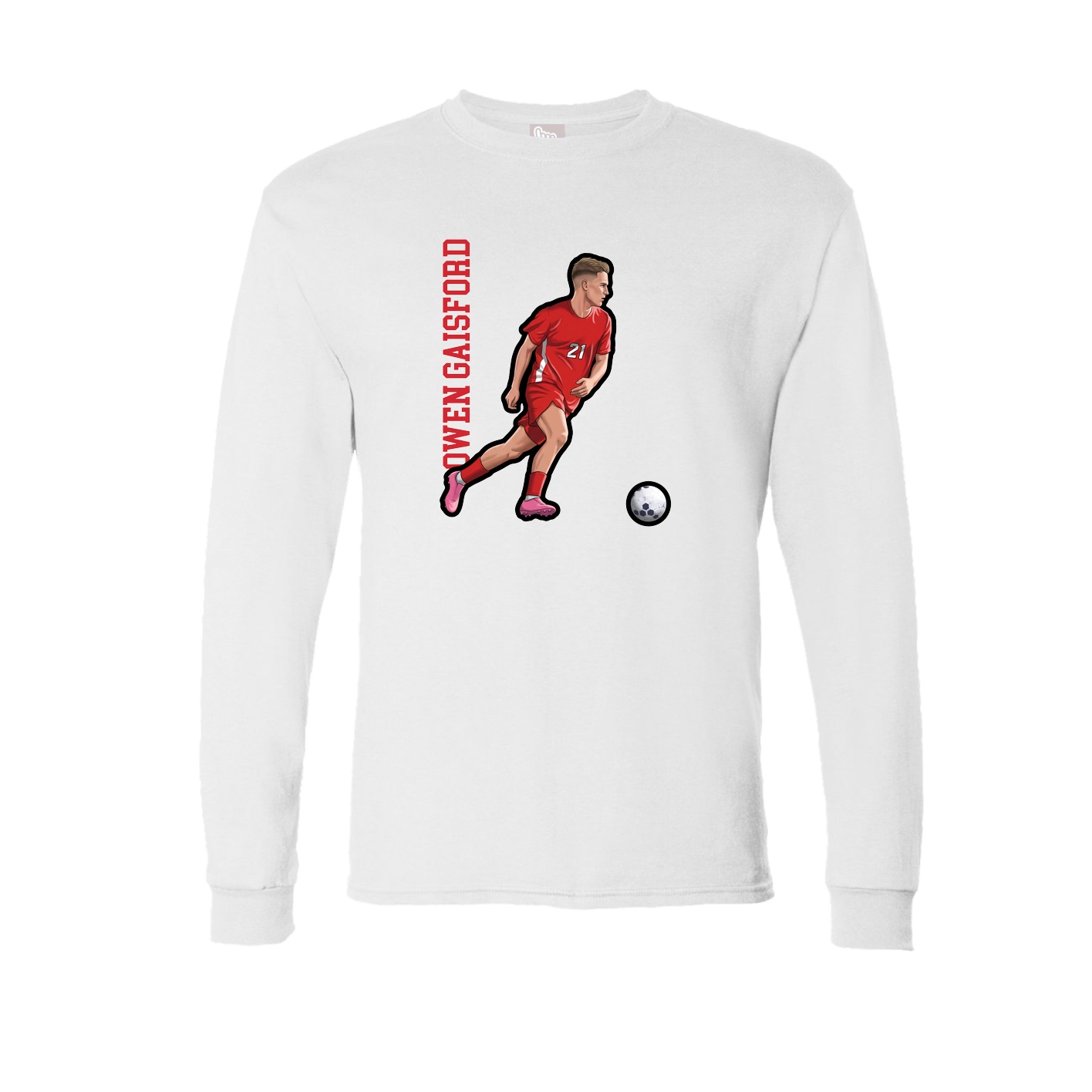 Long Sleeve Tee — Name Vertical in White