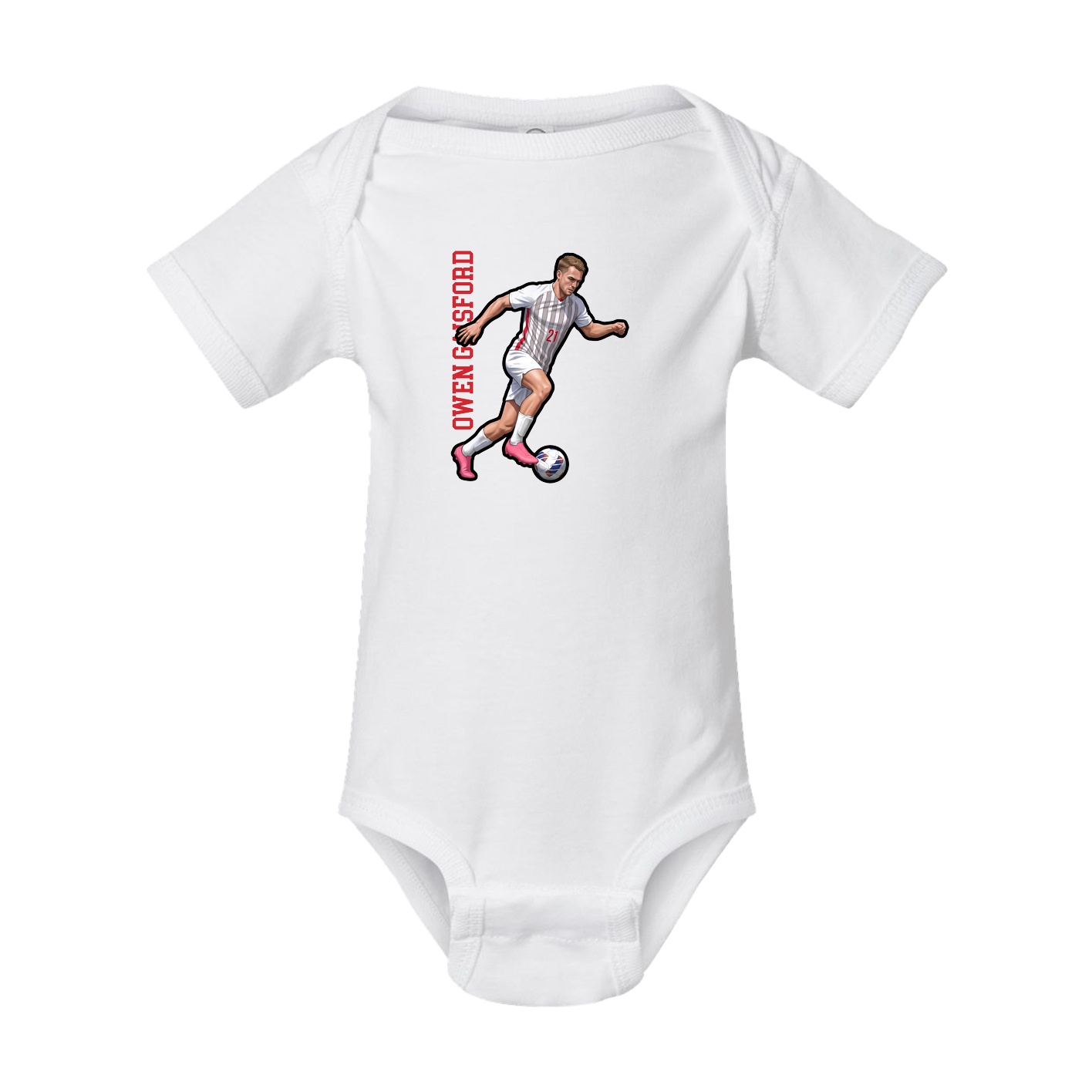 Baby Onesie — Name Vertical in White