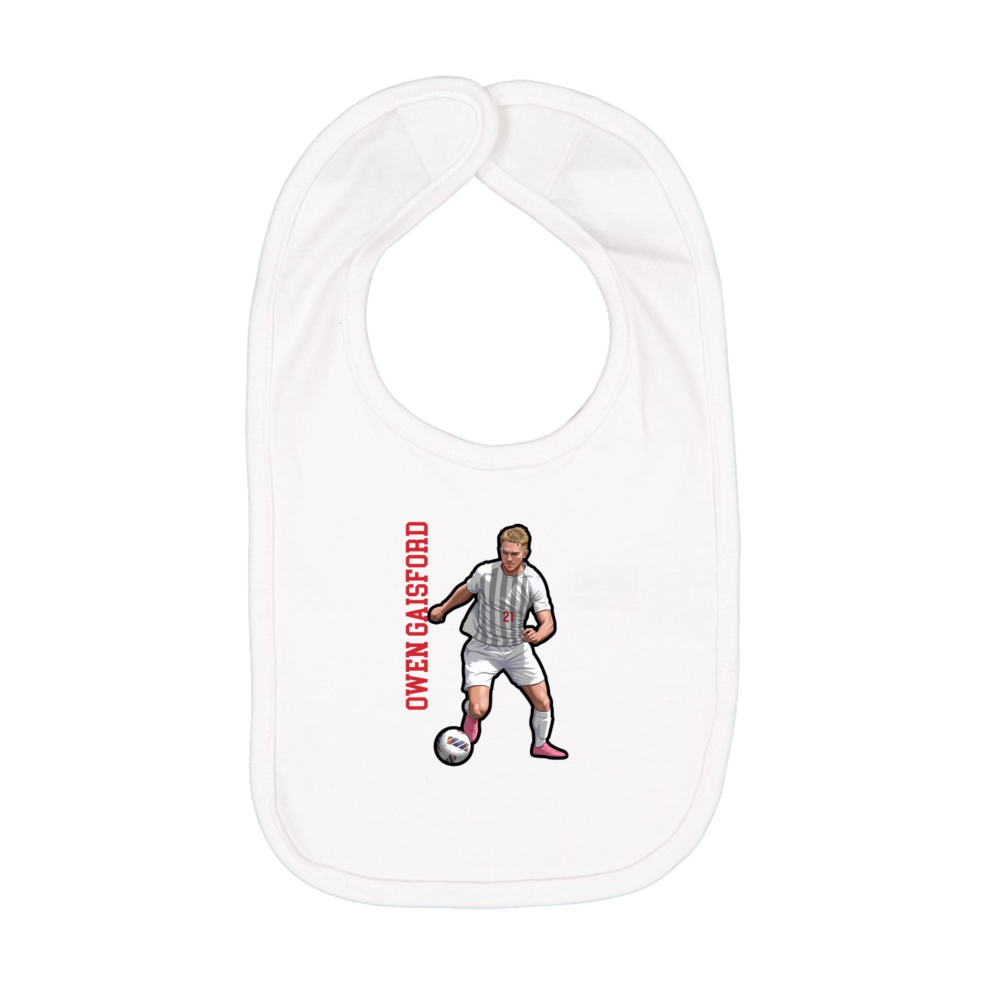 Infant Bib — Name Vertical in White