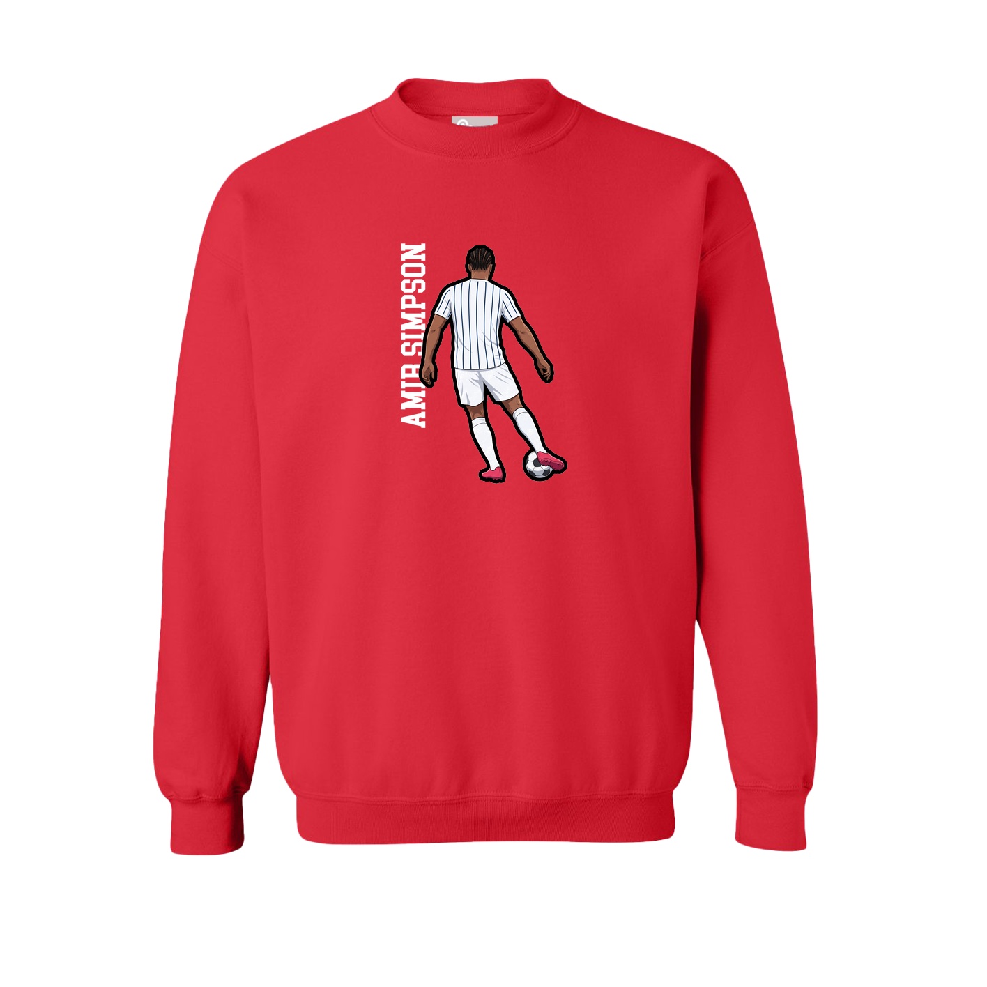 Fleece Crew — Name Vertical in Red