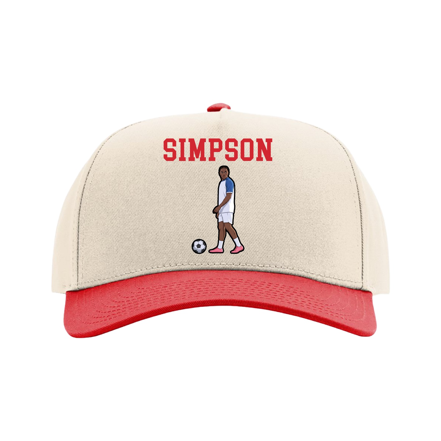 Full Fabric Five-Panel Champ Cap — Shirsey in Cream/Red