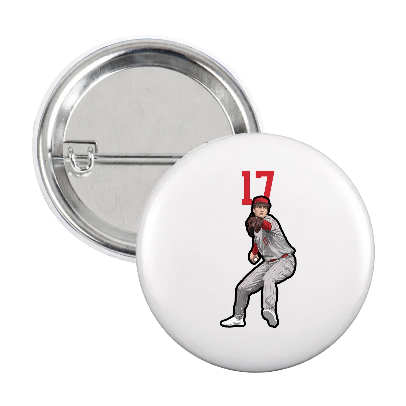 Game Day Button — Number Top in White