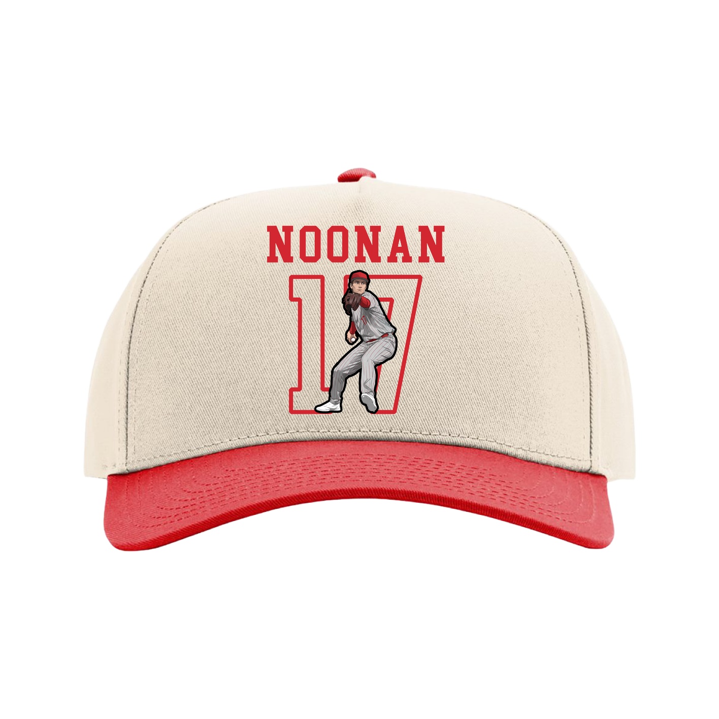 Full Fabric Five-Panel Champ Cap — Shirsey in Cream/Red
