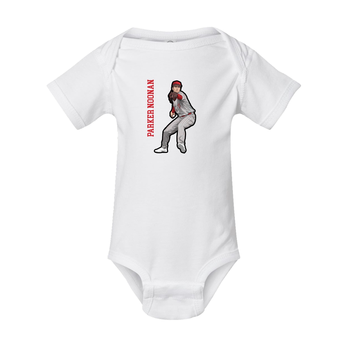 Baby Onesie — Name Vertical in White