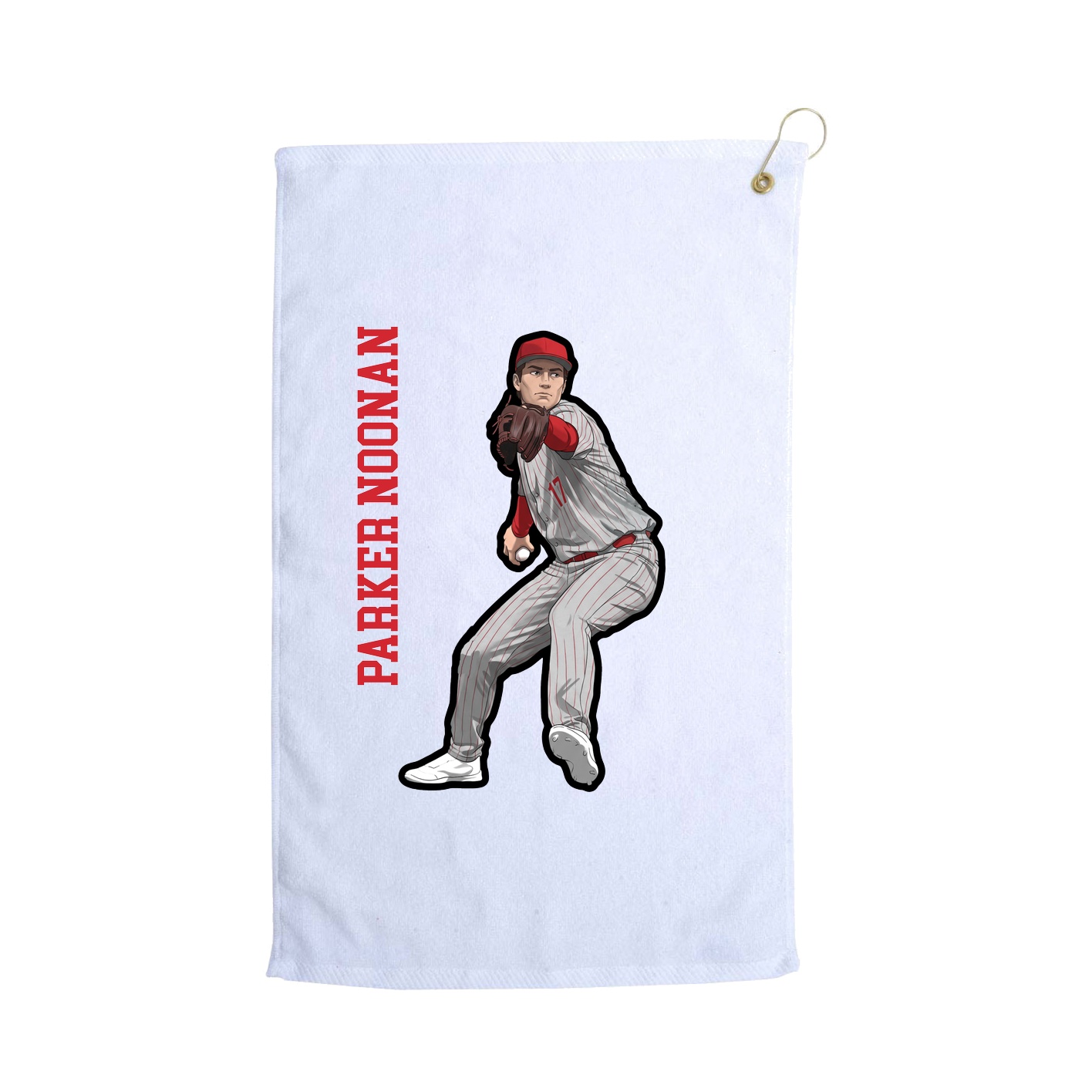 Golf Towel — Name Vertical in White