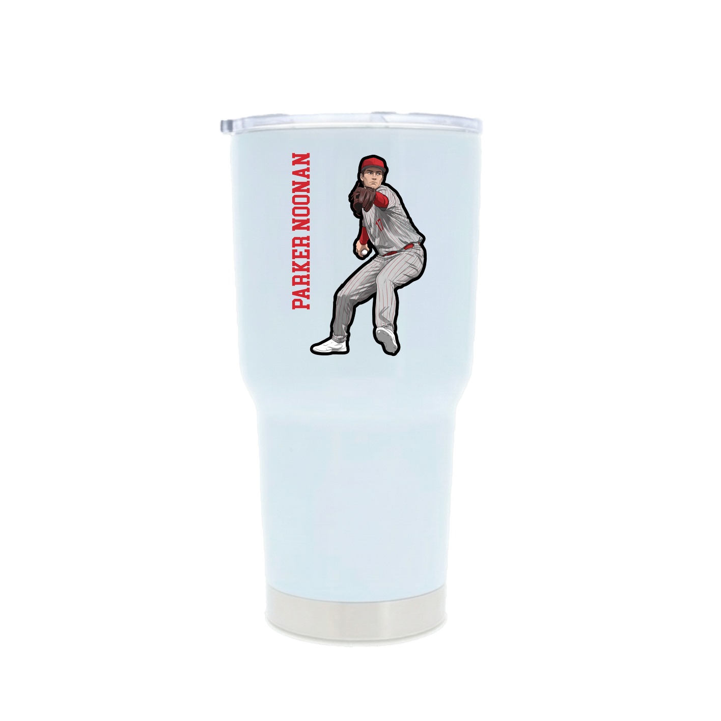 30oz Stainless Steel Tumbler — Name Vertical in White