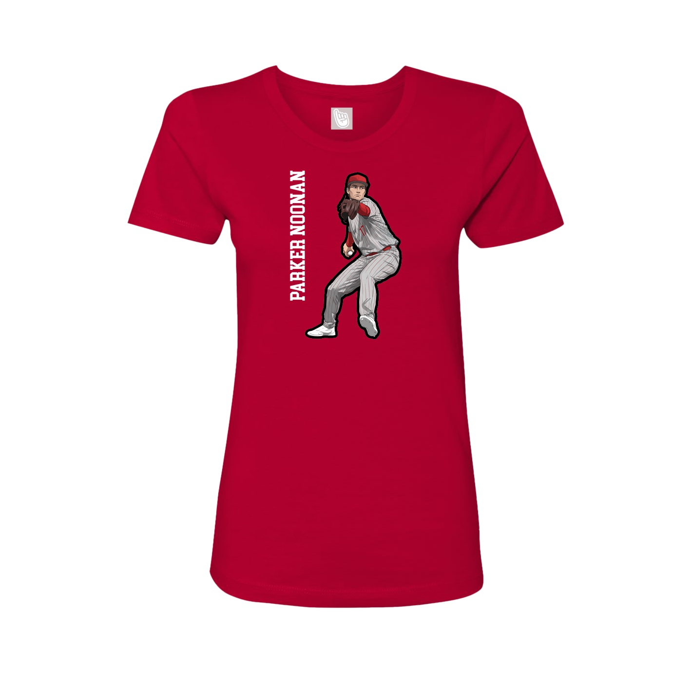 Fitted Women's Tee — Name Vertical in Red
