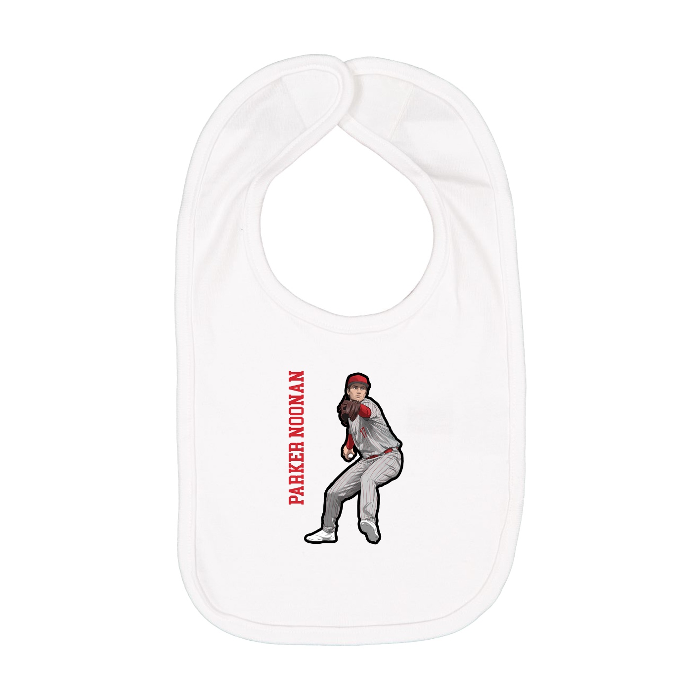 Infant Bib — Name Vertical in White