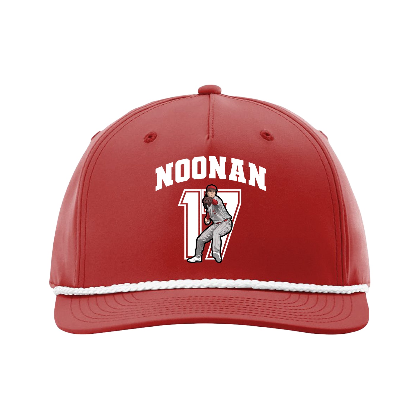 Five-Panel Classic Rope Cap — Number in Red