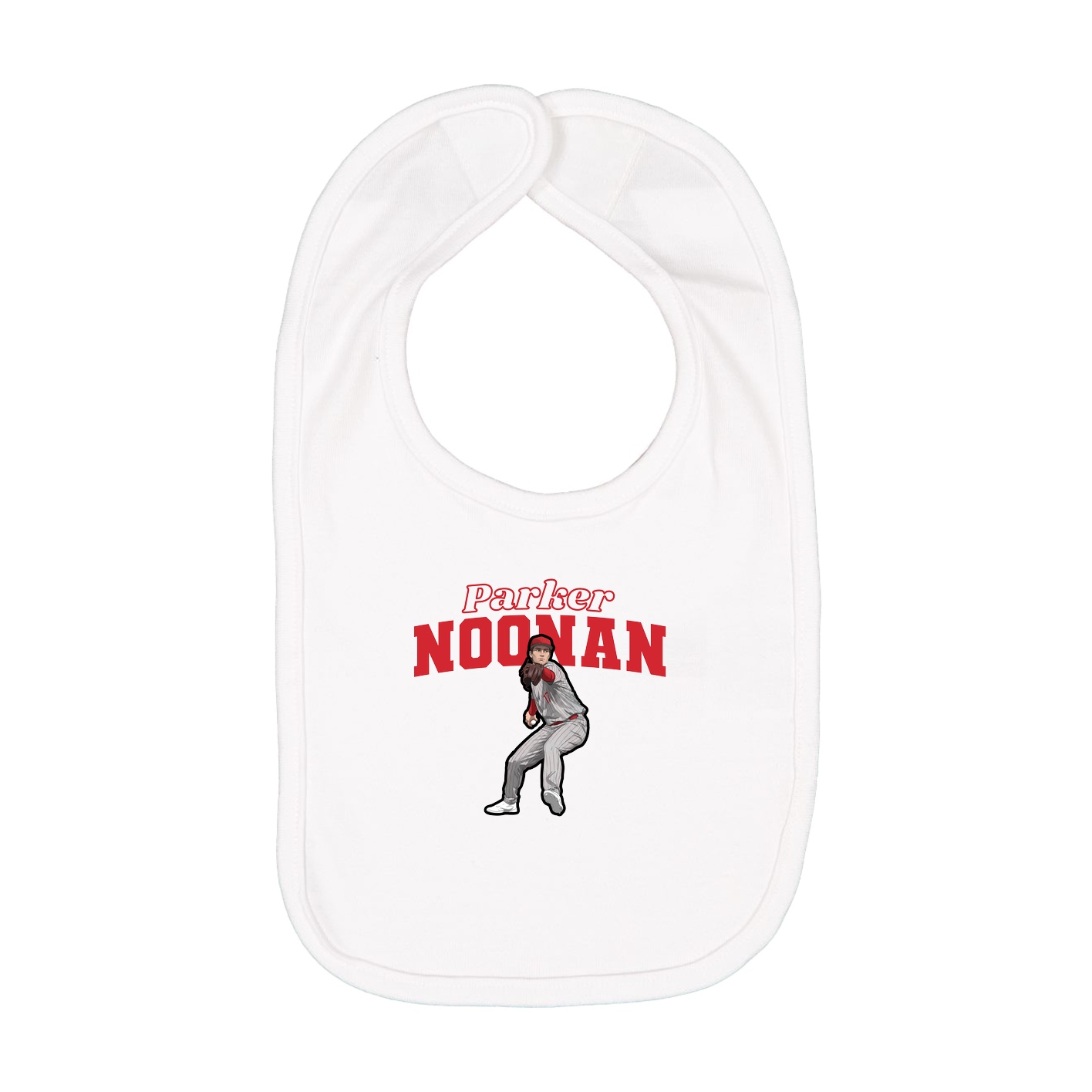 Infant Bib — Name Arch in White