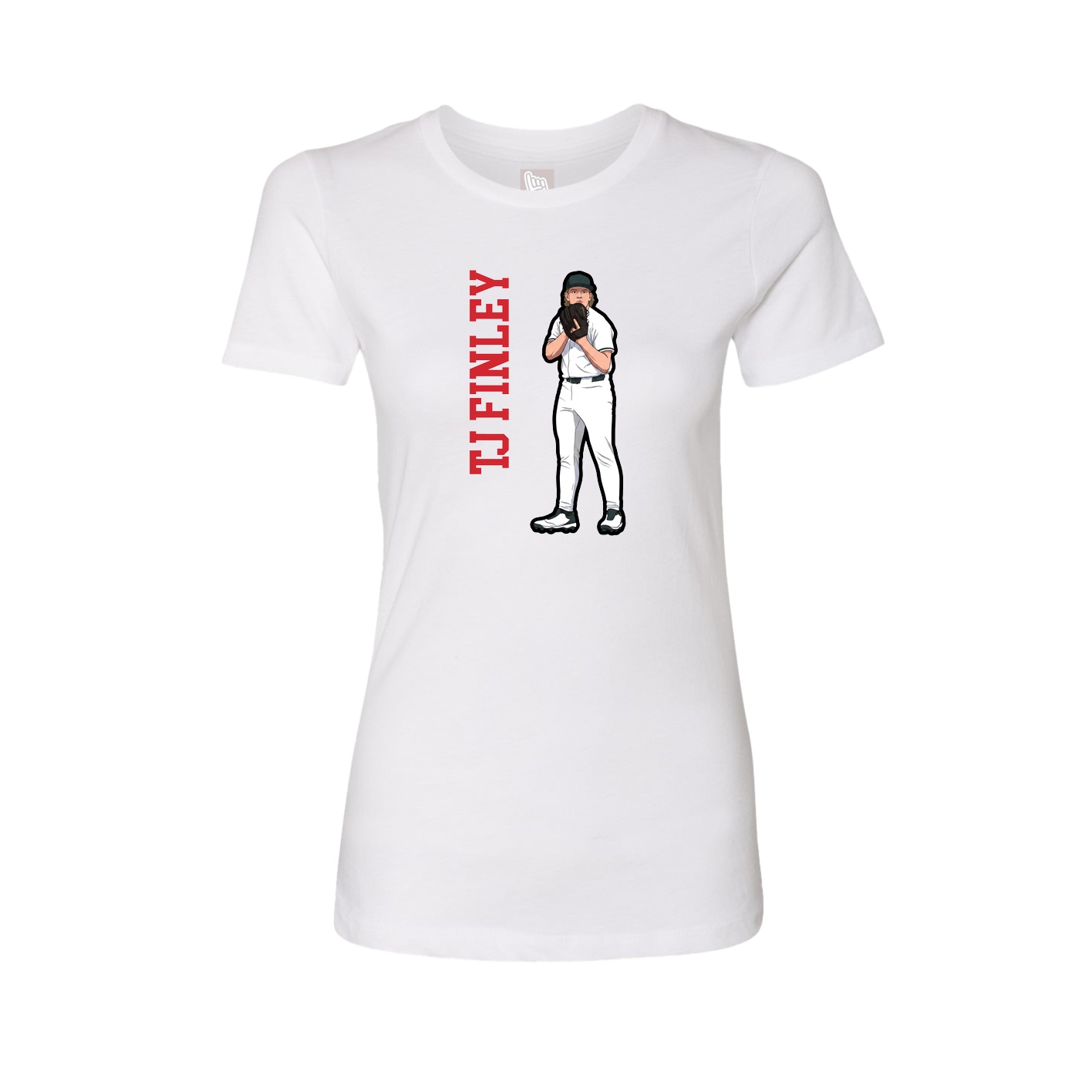 Fitted Women's Tee — Name Vertical in White