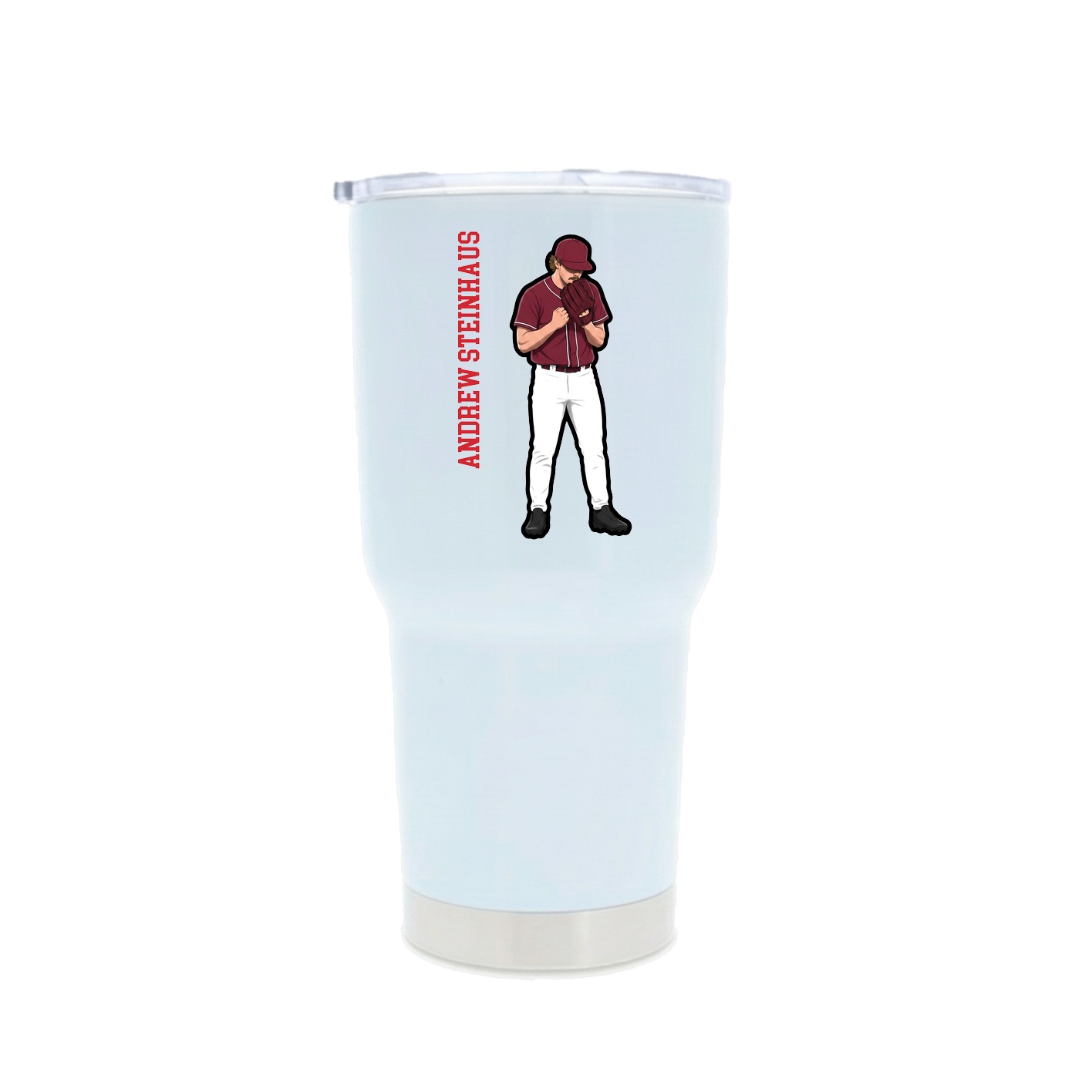 30oz Stainless Steel Tumbler — Name Vertical in White
