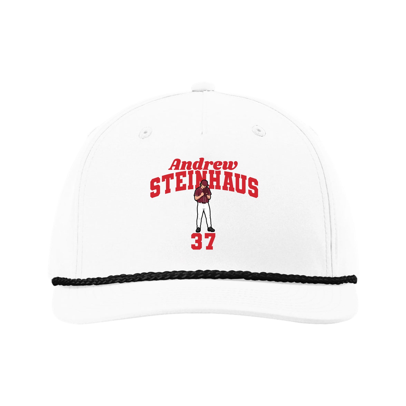 Five-Panel Classic Rope Cap — Signature Arch in White