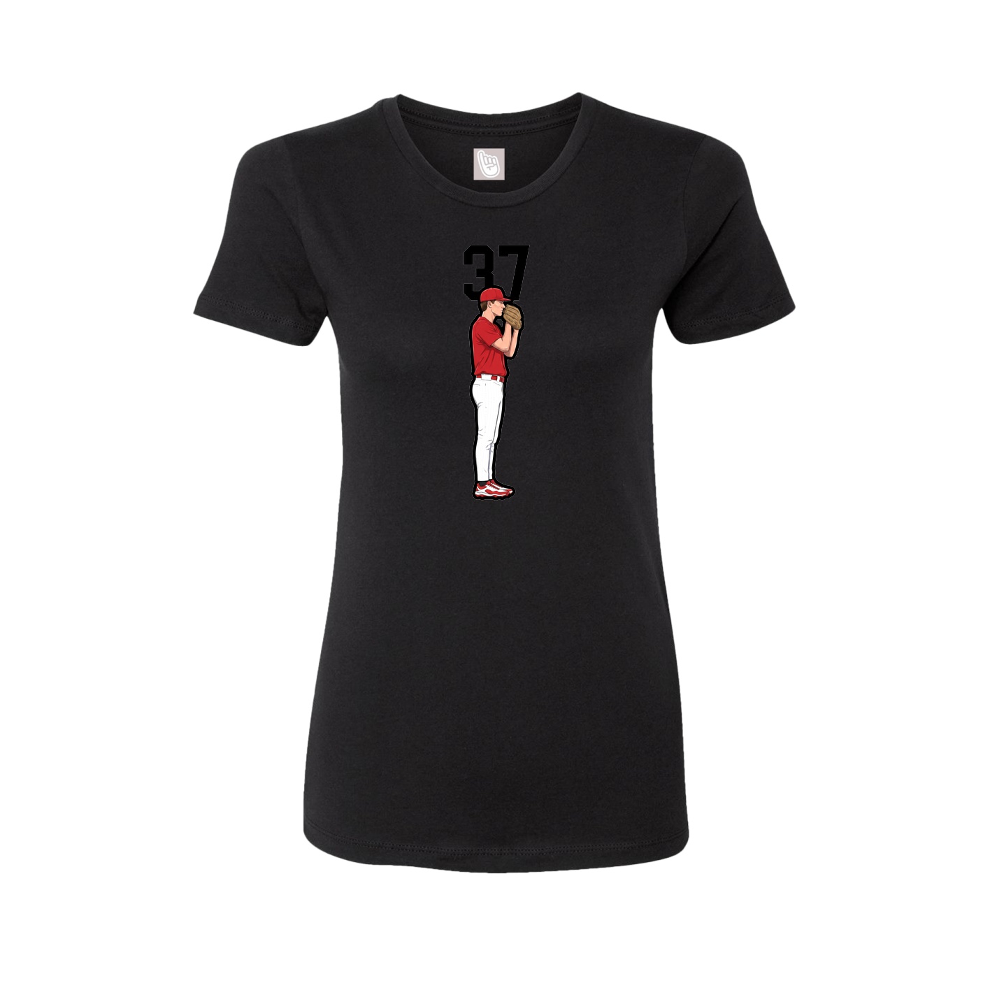 Fitted Women's Tee — Number Top in Black