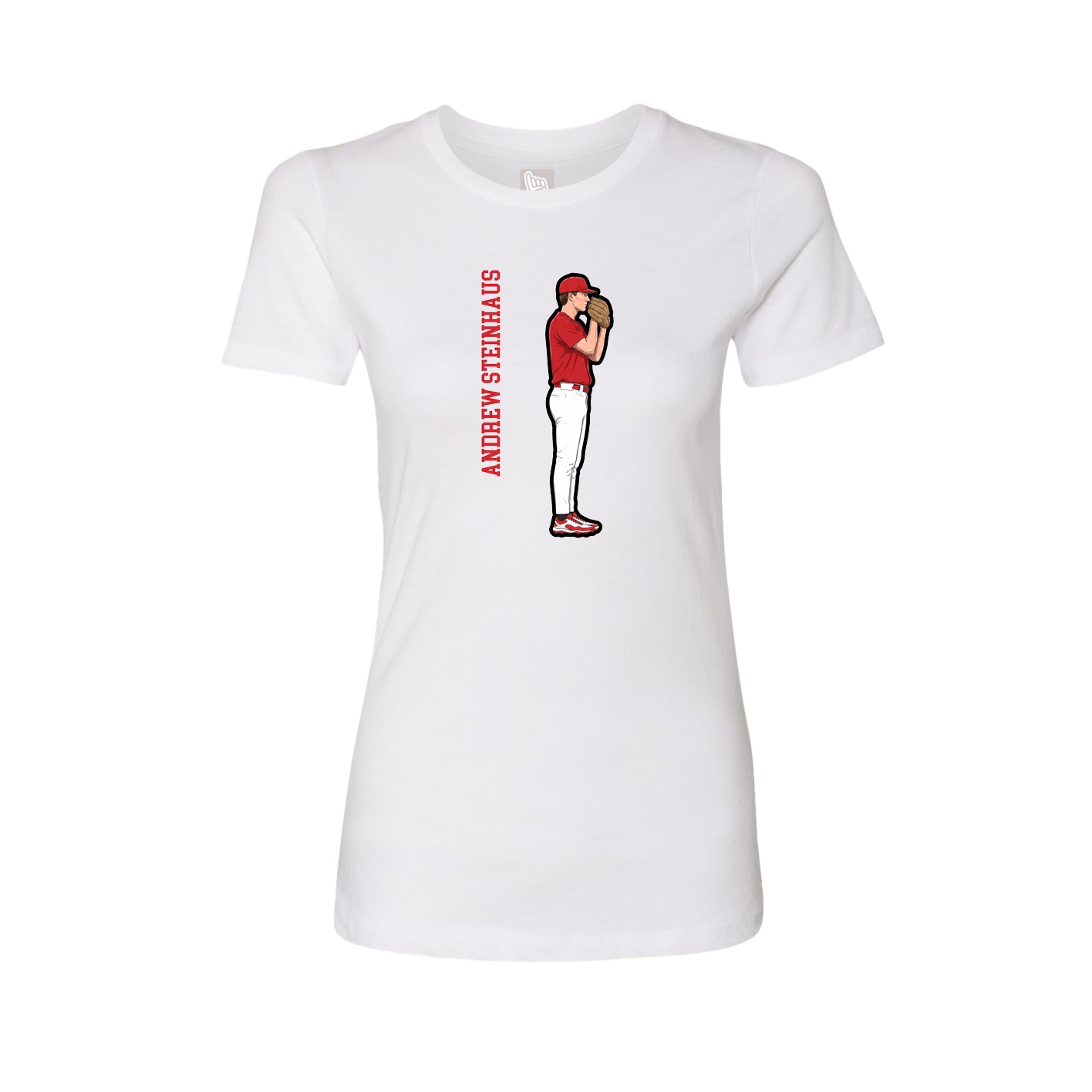 Fitted Women's Tee — Name Vertical in White