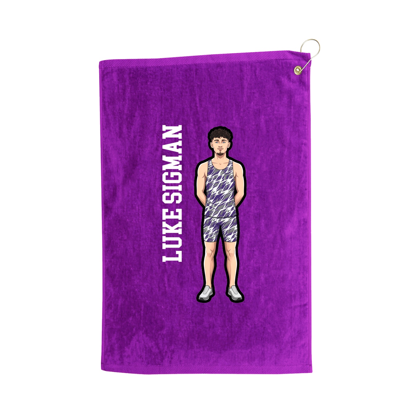 Golf Towel — Name Vertical in Purple