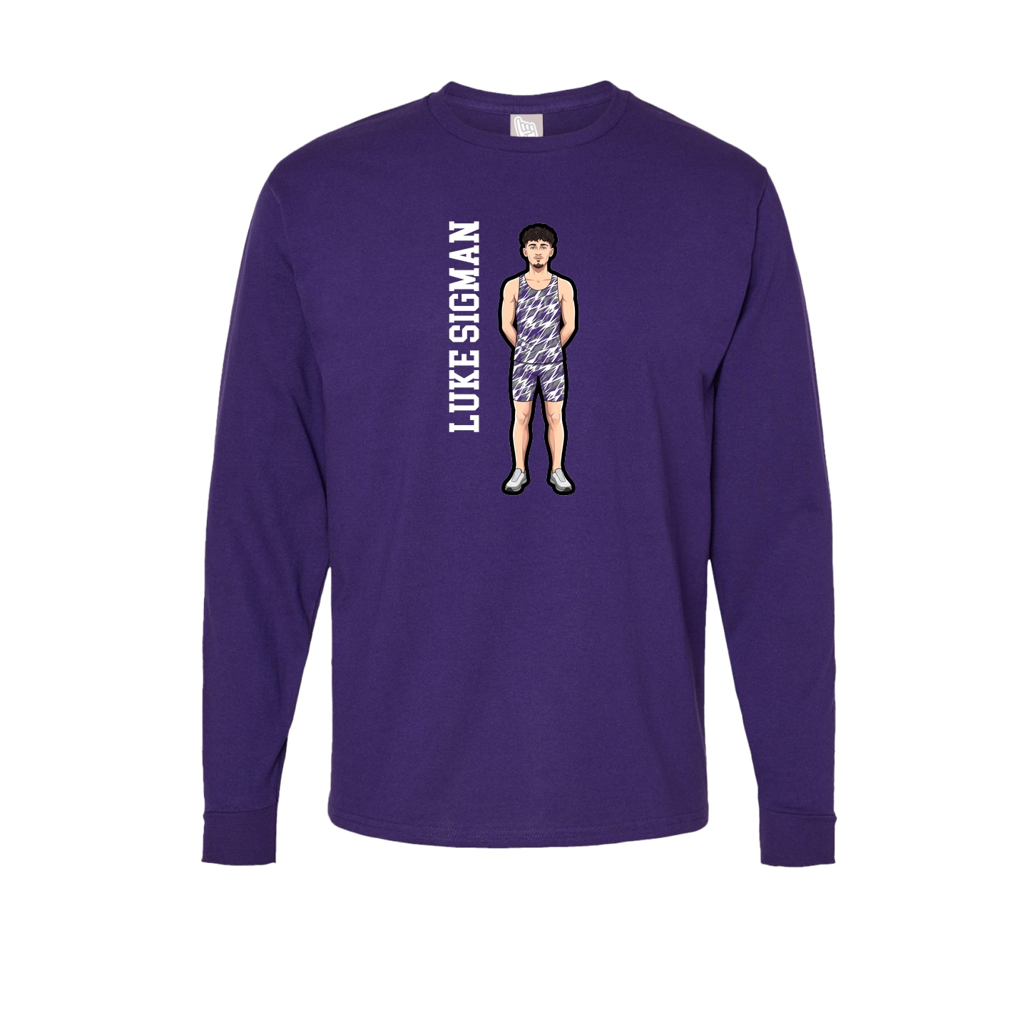 Long Sleeve Tee — Name Vertical in Purple