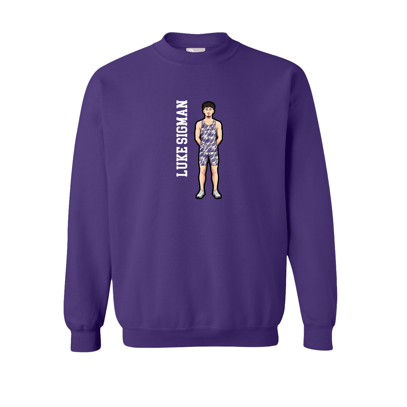 Fleece Crew — Name Vertical in Purple