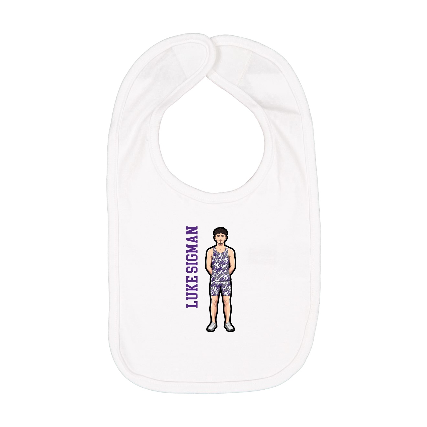Infant Bib — Name Vertical in White
