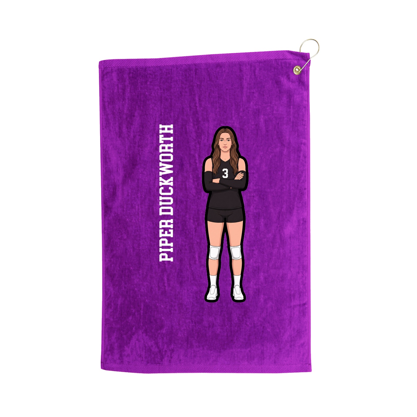 Golf Towel — Name Vertical in Purple