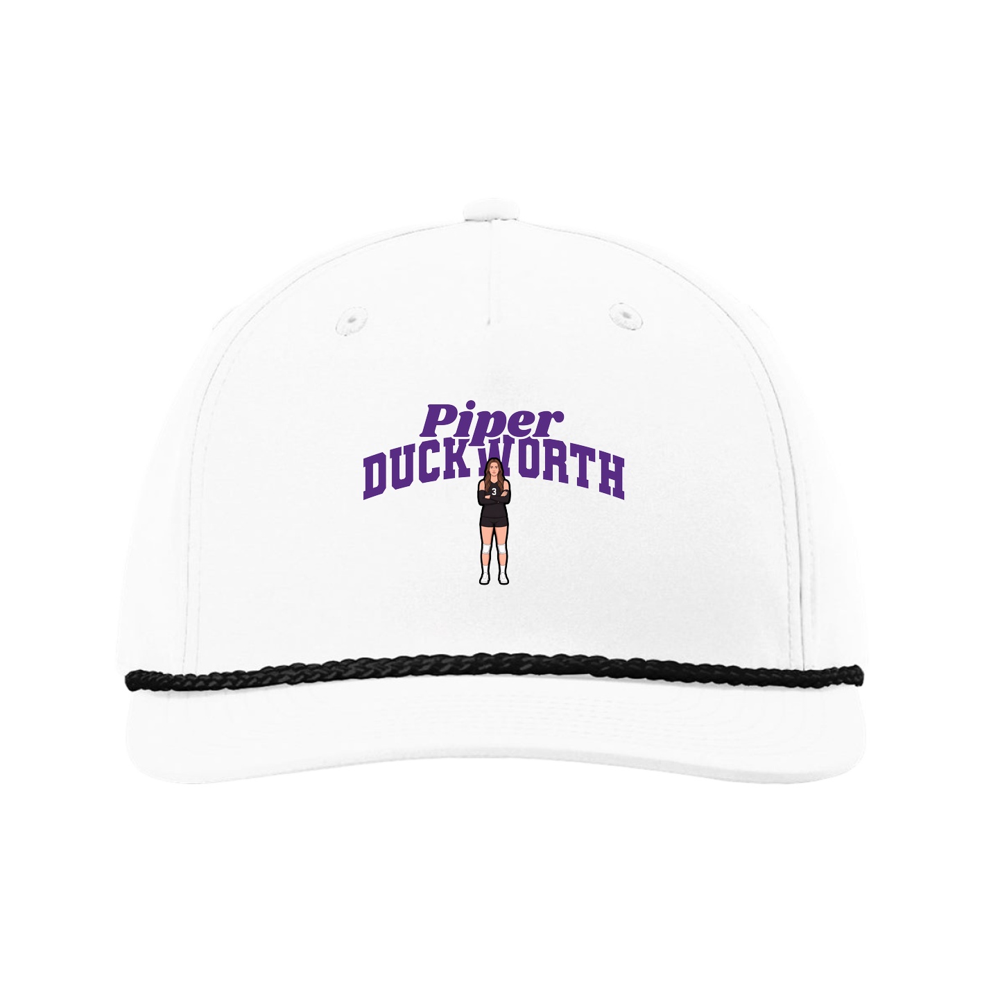 Five-Panel Classic Rope Cap — Signature Arch in White