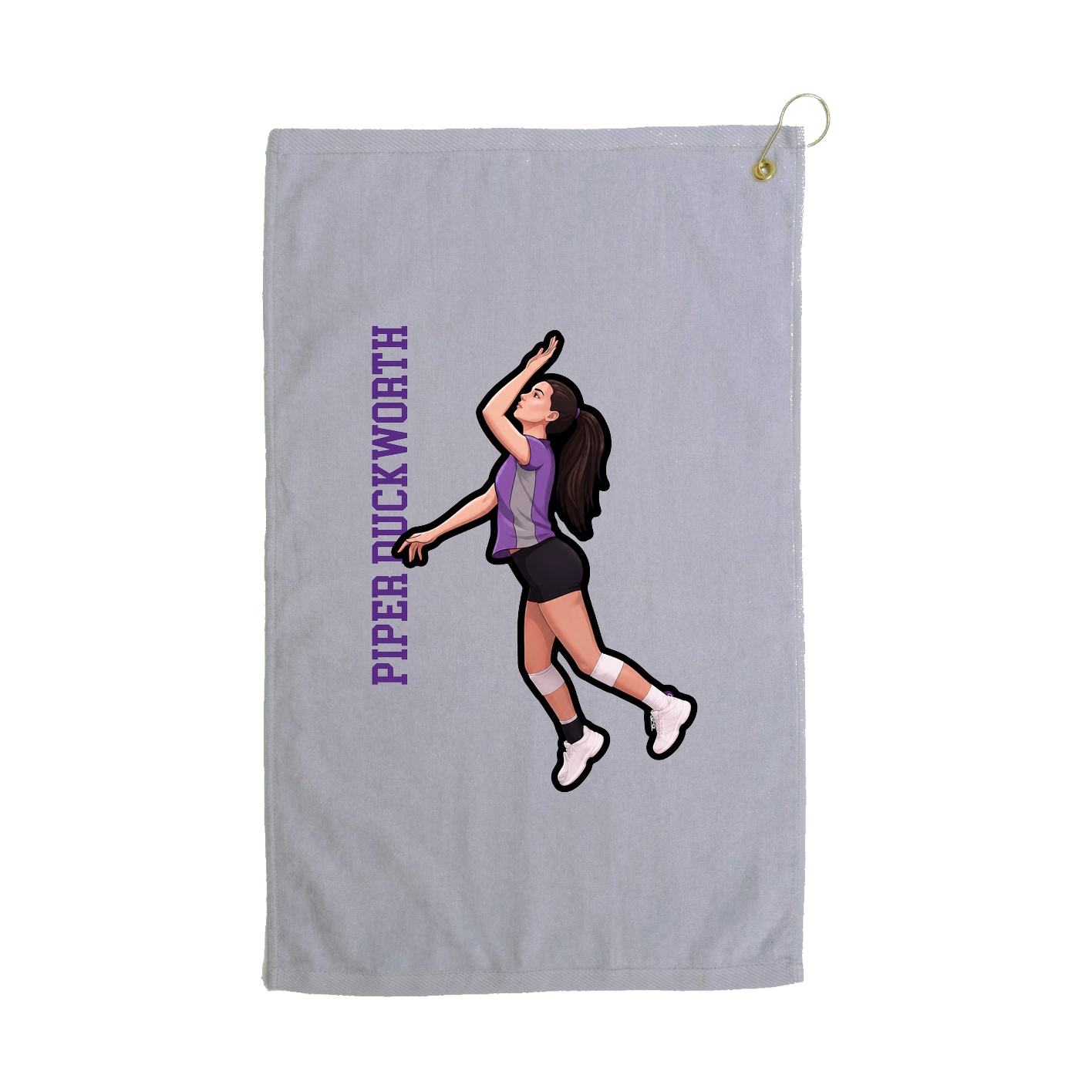Golf Towel — Name Vertical in Grey
