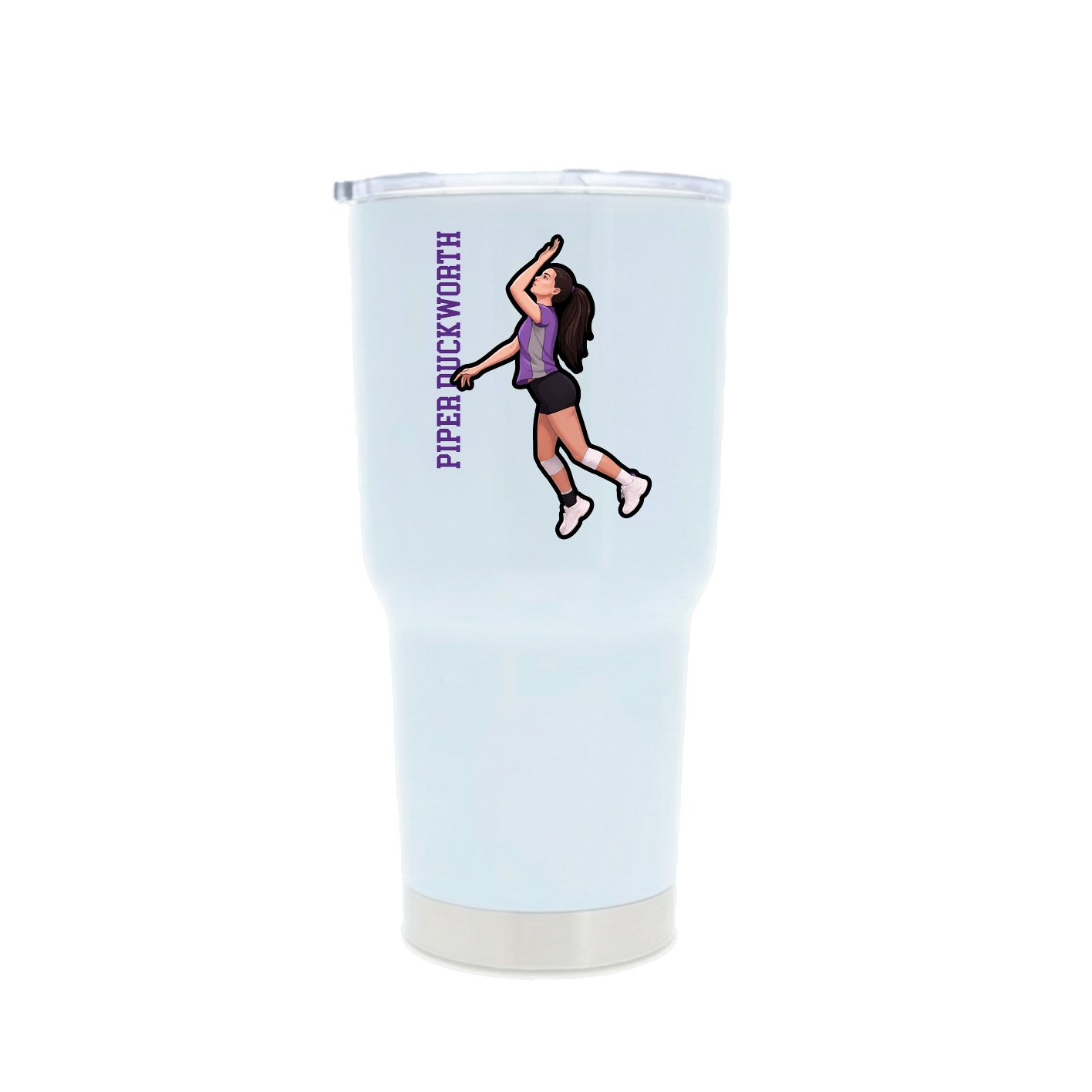 30oz Stainless Steel Tumbler — Name Vertical in White