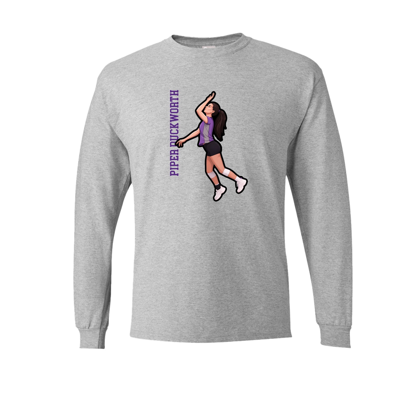 Long Sleeve Tee — Name Vertical in Grey