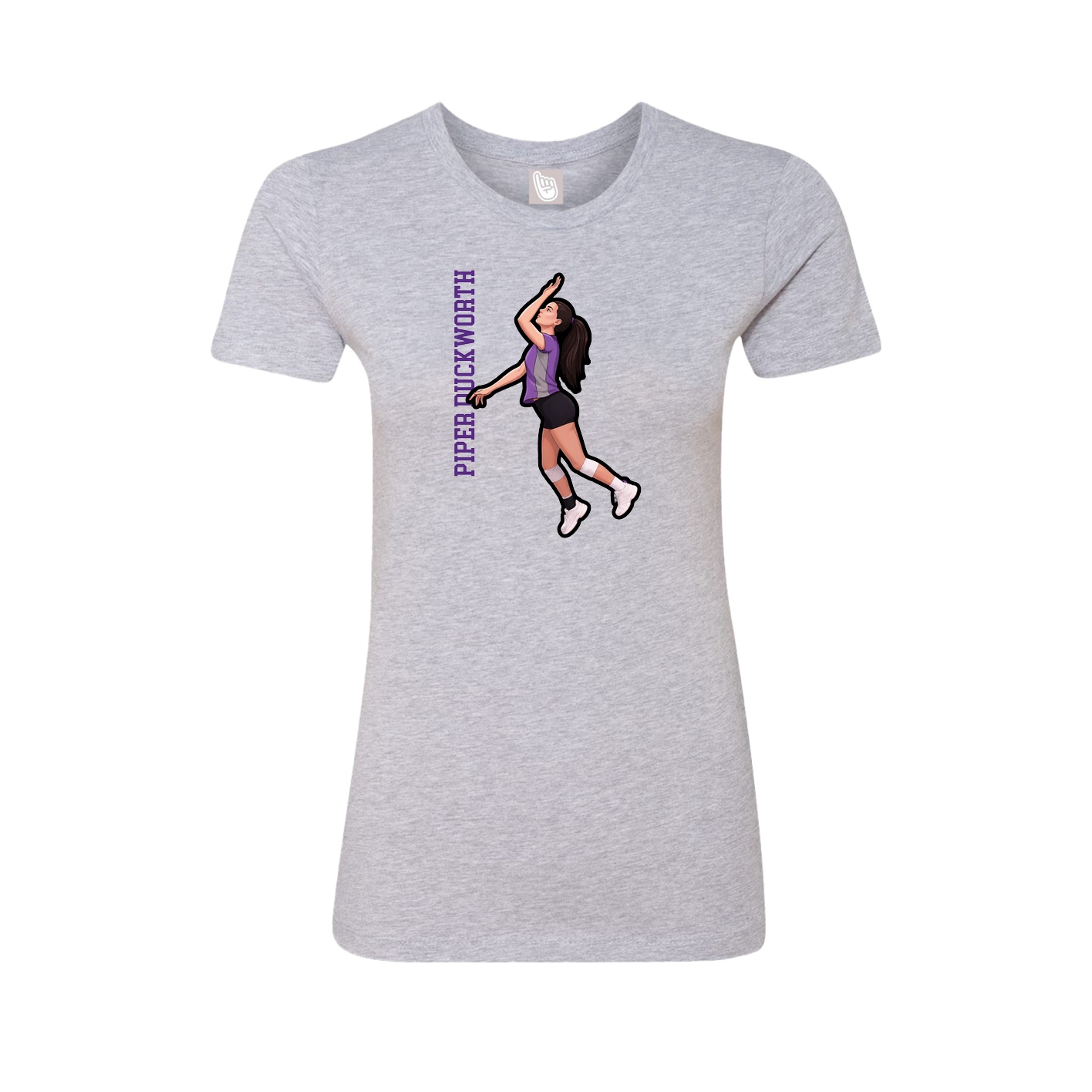 Fitted Women's Tee — Name Vertical in Grey