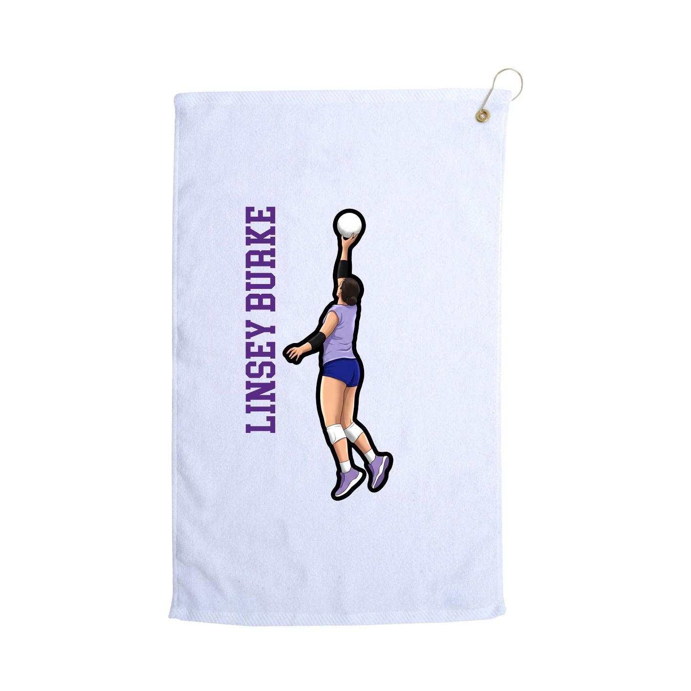 Golf Towel — Name Vertical in White