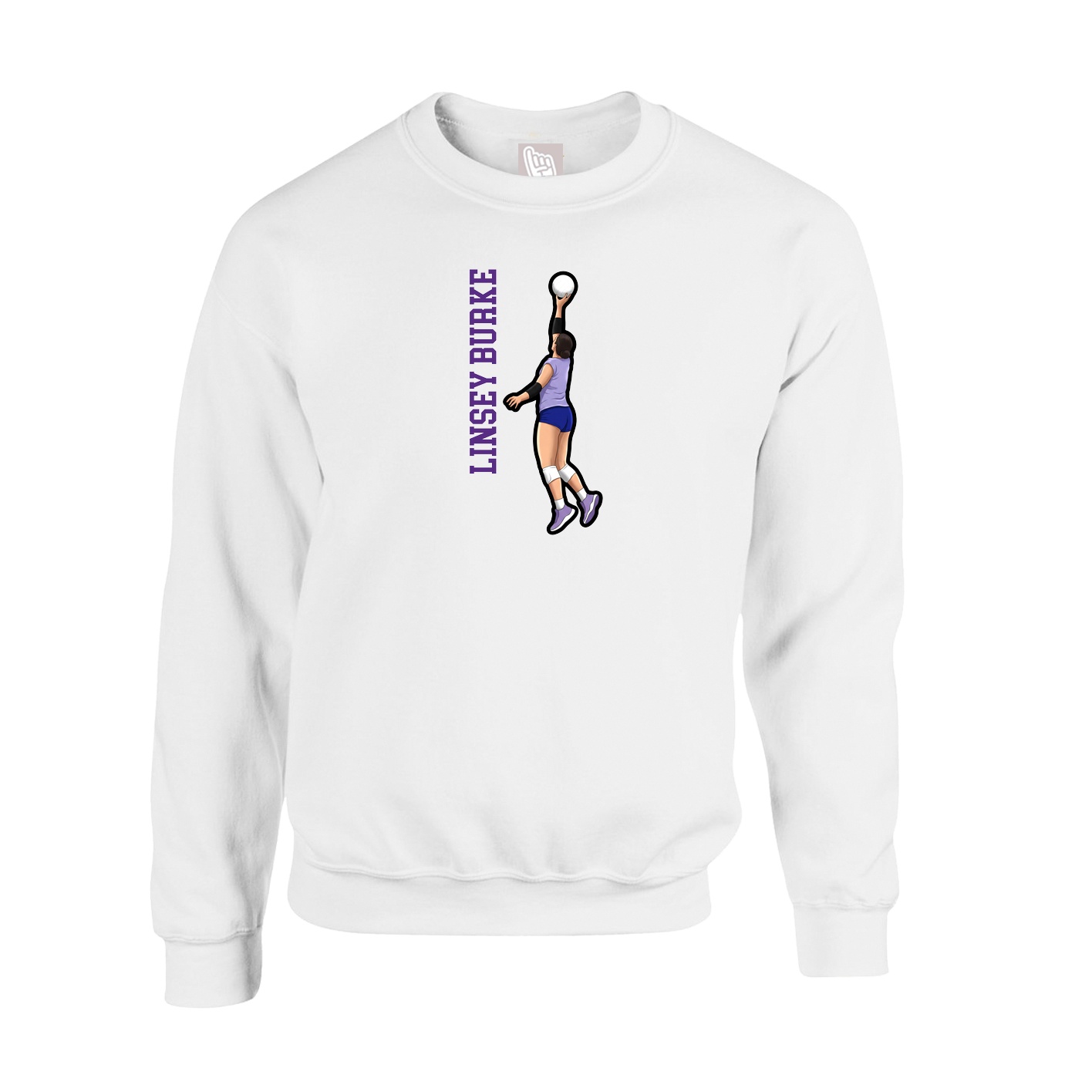 Fleece Crew — Name Vertical in White