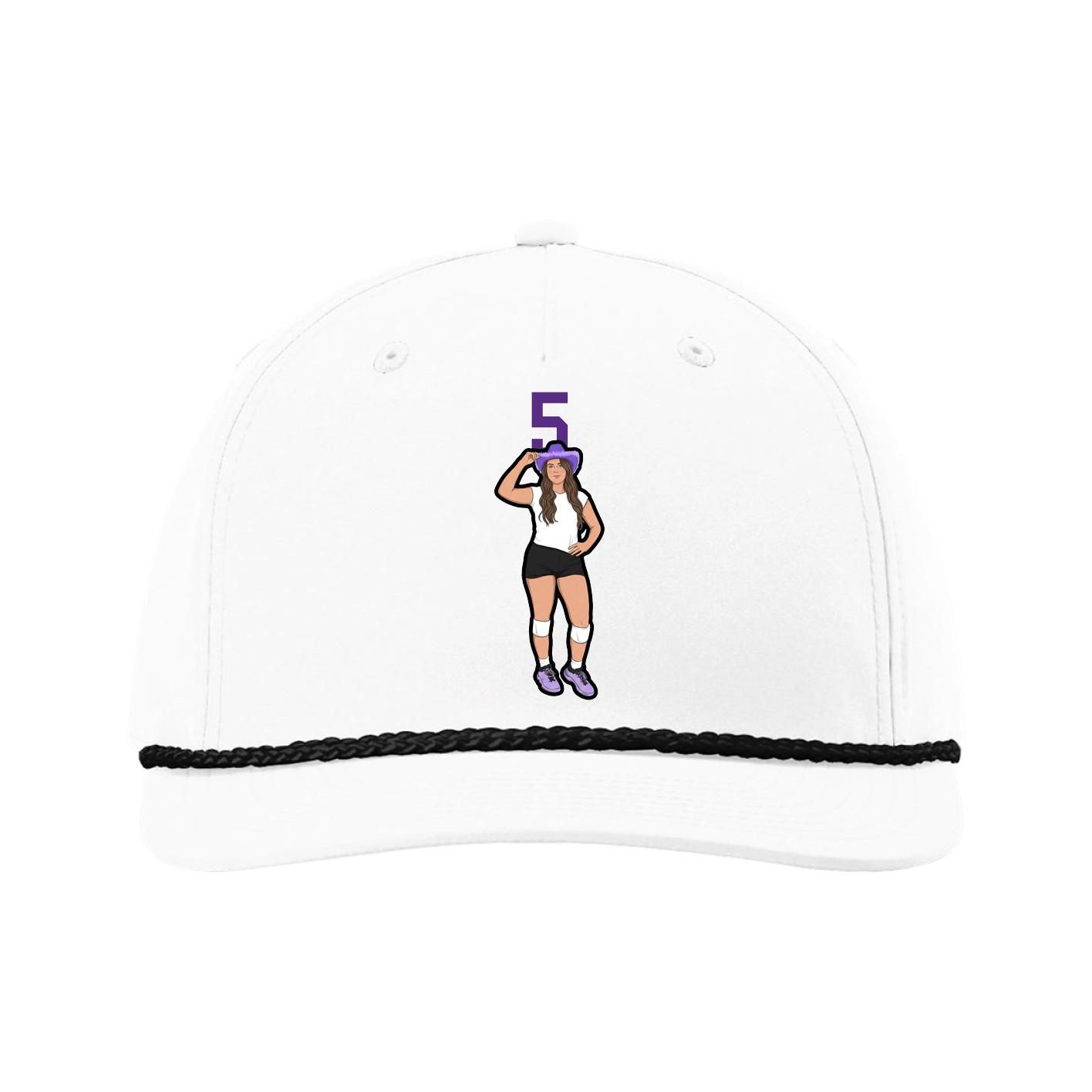 Five-Panel Classic Rope Cap — Number Top in White
